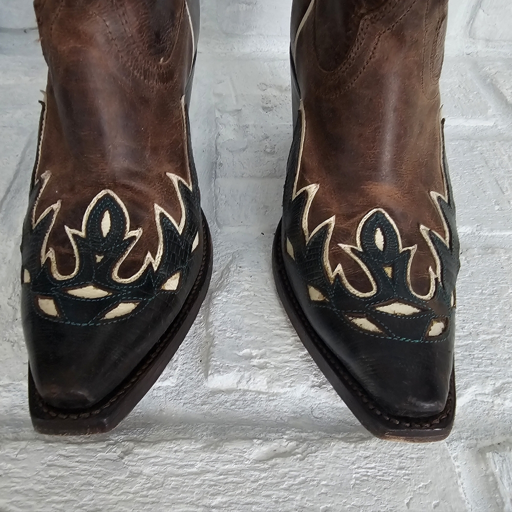 Ariat Brown Leather Western Cowboy Boots Womens Size 6 1/2 - Picture 5 of 6